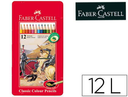 12 lápices de colores Faber Castell caja metálica